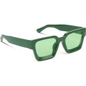 ⚡Men Green Fashion Thick Trendy Square Shades Rectangle Designer SunGlasses
